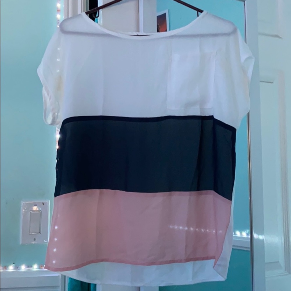 Sheer blouse with front pocket